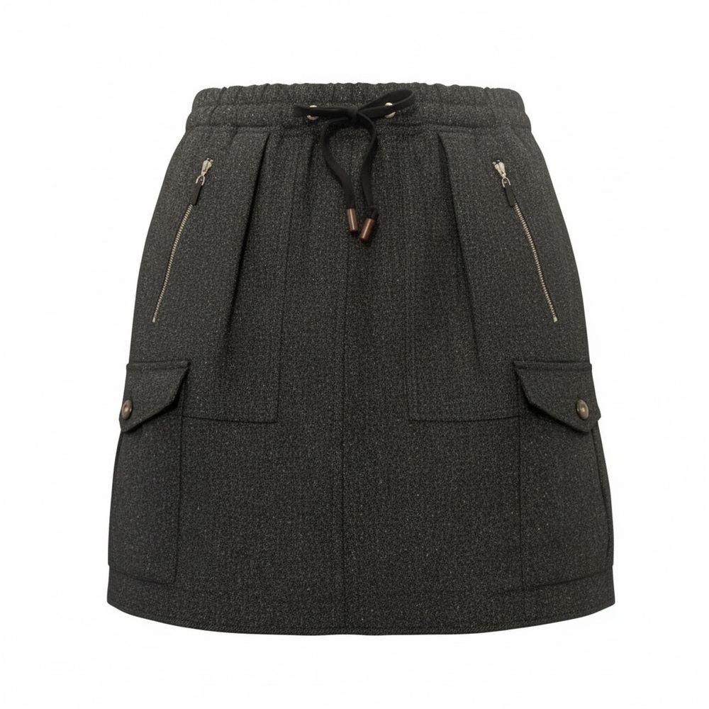 Brunello Cucinelli navy tweed skirt. Size 42